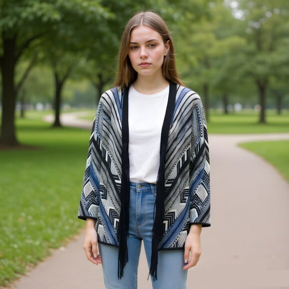 NIC + ZOE Open Knit Cardigan with Fringe  - size XS - Picture 1 of 8